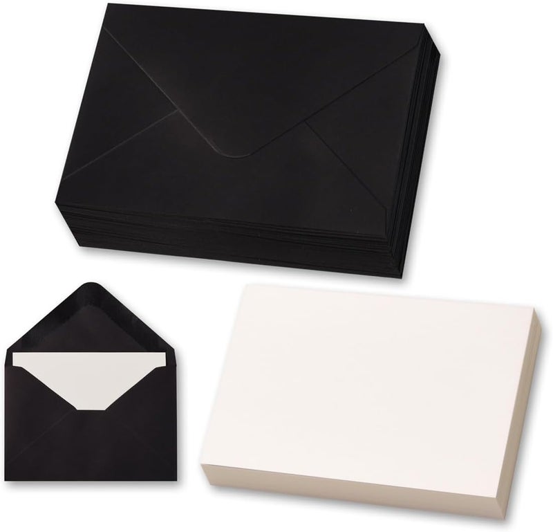 Keketer 50 Sets Black Mini Envelopes with Blank Gift Cards, Business & Note Cards - Wedding Invitation, Graduation, Holiday Pocket Envelopes 4x2.75" Bulk for Party Favors & Scrapbooking - Image 1